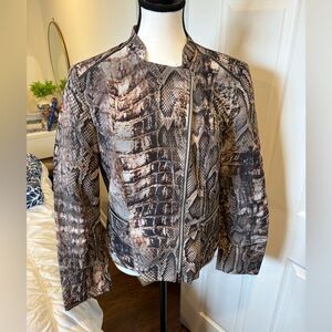Gerry Weber Animal Print Snakeskin Moto Jacket Zip Front Size 10